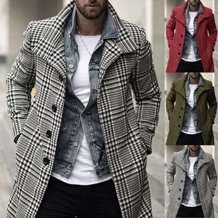 Herren eleganter Karomantel mit modernen Details Echoarchiv