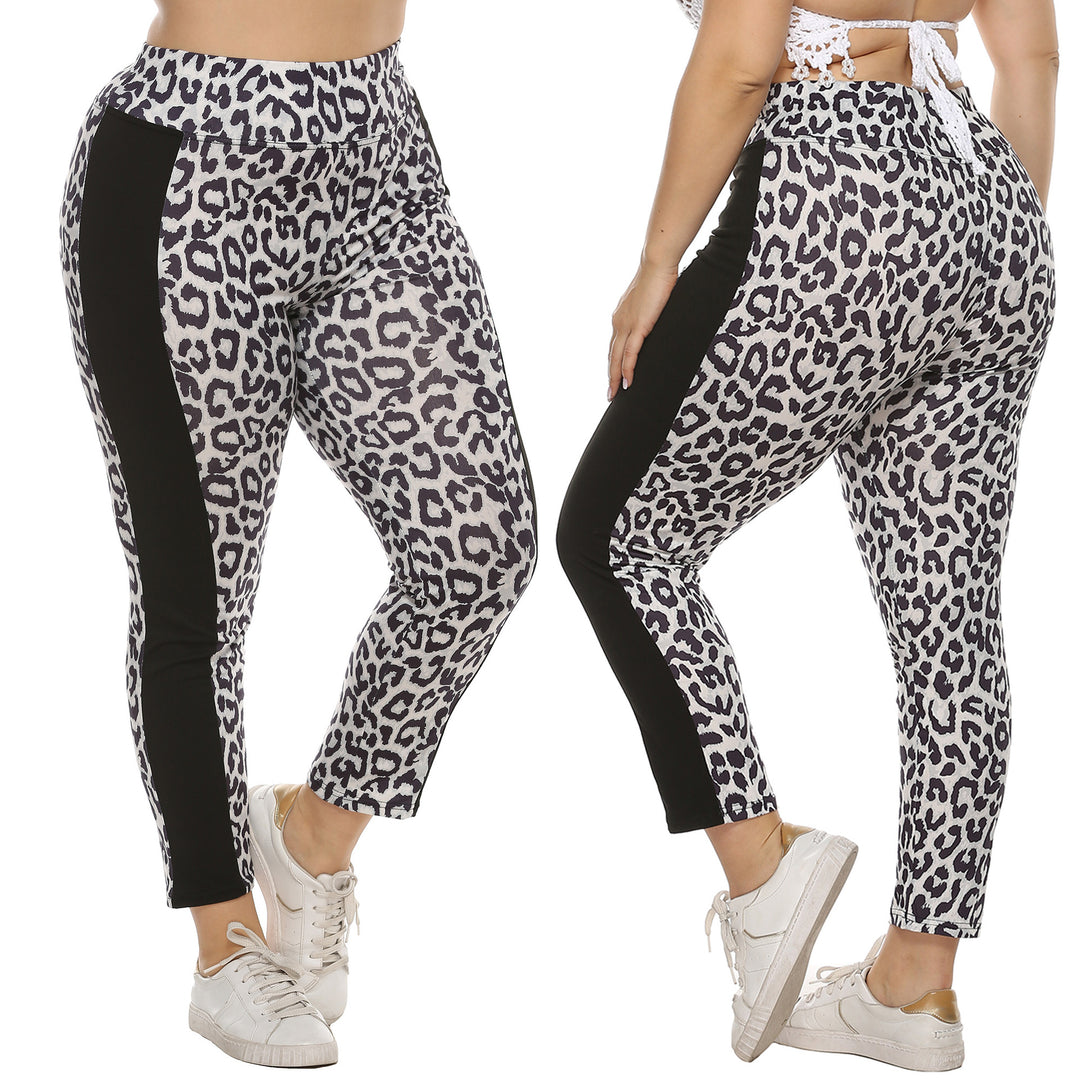 Damen figurbetonte Leggings mit Animal Print und seitlichen Kontraststreifen Echo Archiv