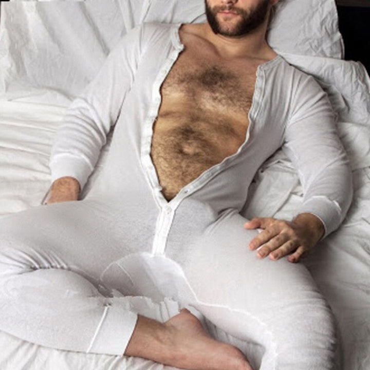 Unisex nan Einteiliger Langarm-Schlafanzug mit durchgehender Knopfleiste und elastischen Bündchen Echo Archiv
