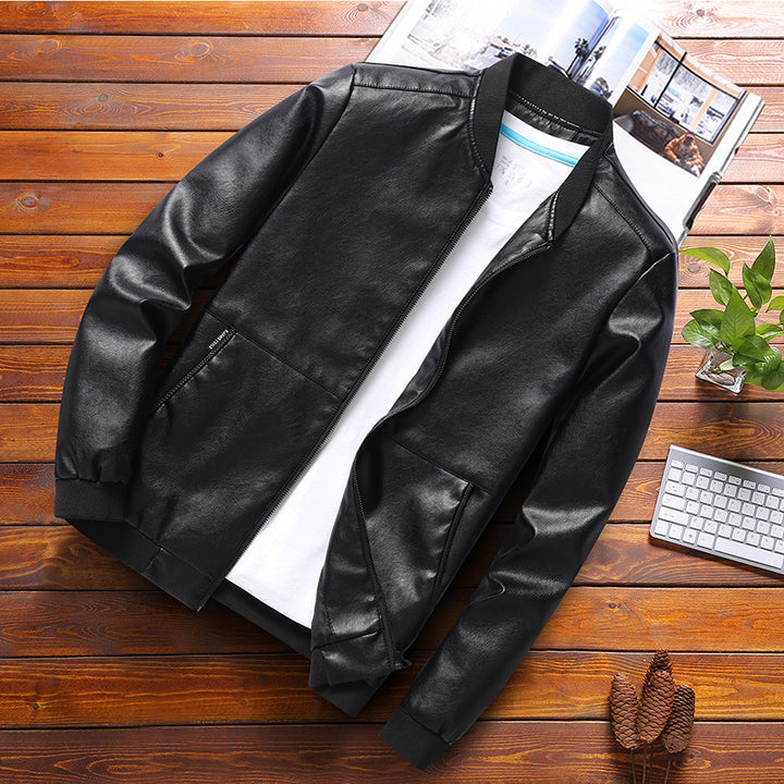Herren elegante Kunstlederjacke mit modernem Schnitt und praktischen Taschen Echoarchiv