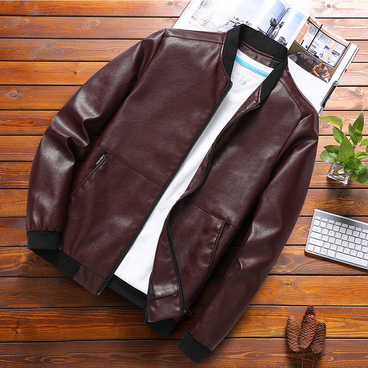 Herren elegante Kunstlederjacke mit modernem Schnitt und praktischen Taschen Echoarchiv