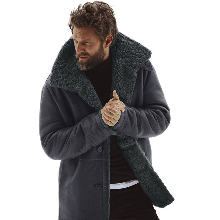 Herren Fleecejacke mit weichem Fellkragen und praktischen Taschen Echoarchiv