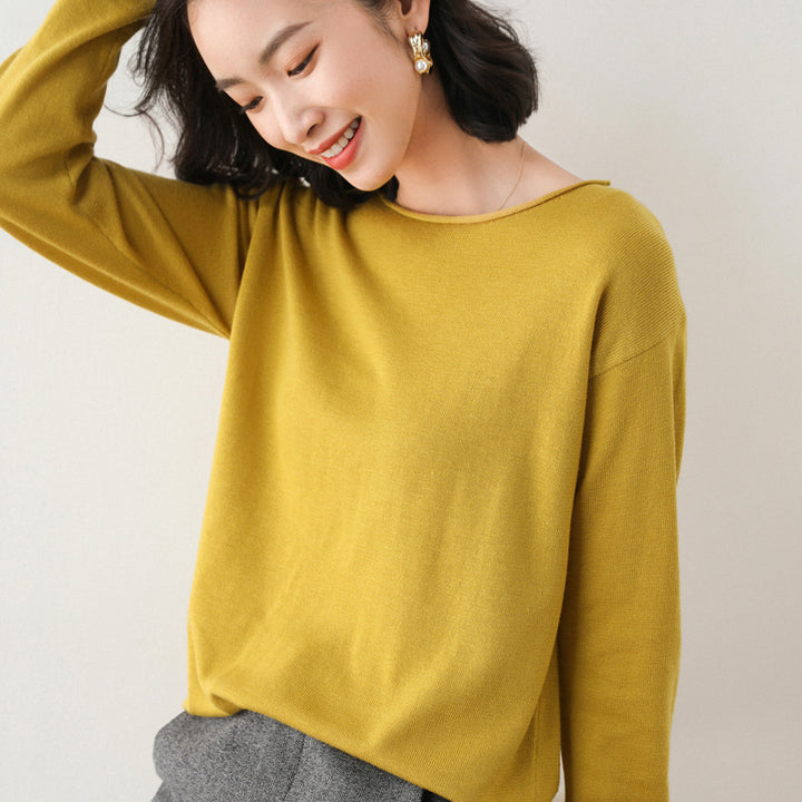Damen Lässiger Feinstrick V-Ausschnitt Pullover mit überschnittenen Schultern Echoarchiv