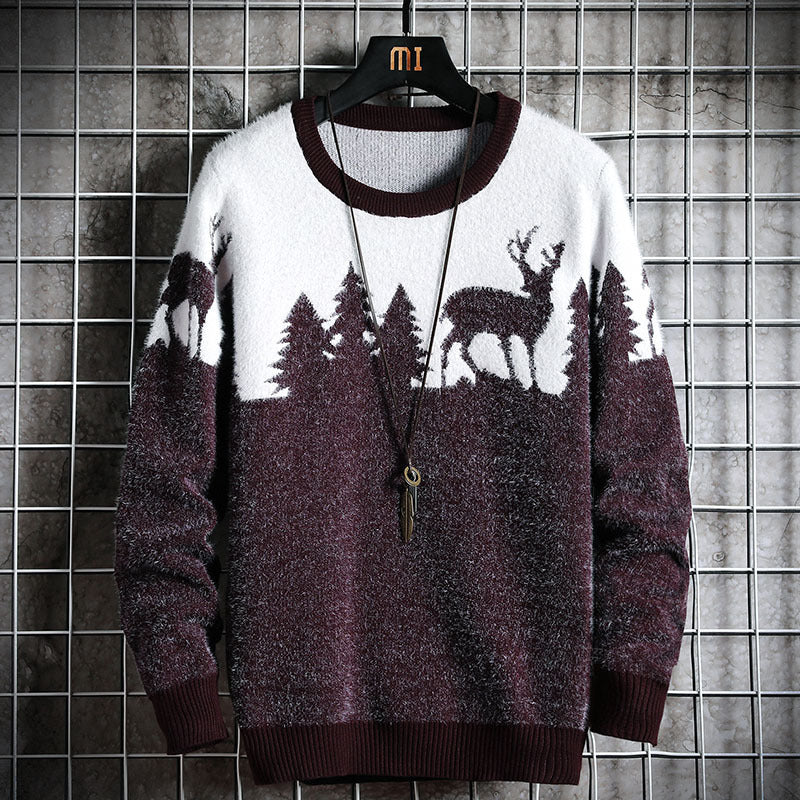 Herren Kuscheliger Winterpullover mit Tiermotiven Echoarchiv