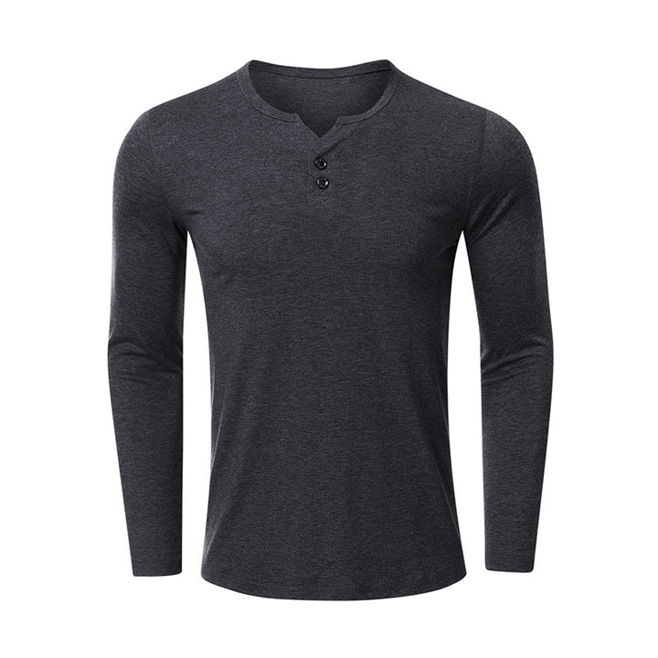 Herren Langarm-Henley Shirt mit klassischen Knöpfen und modischem Schnitt Echoarchiv