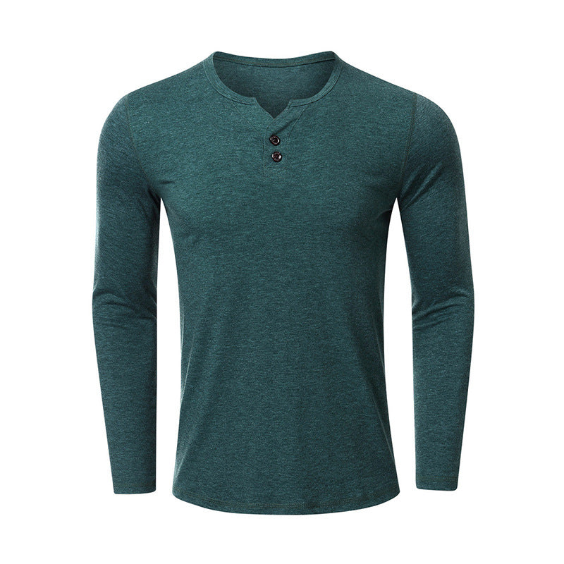 Herren Langarm-Henley Shirt mit klassischen Knöpfen und modischem Schnitt Echoarchiv