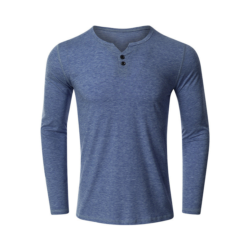 Herren Langarm-Henley Shirt mit klassischen Knöpfen und modischem Schnitt Echoarchiv