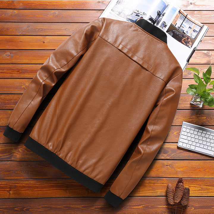 Herren elegante Kunstlederjacke mit modernem Schnitt und praktischen Taschen Echoarchiv
