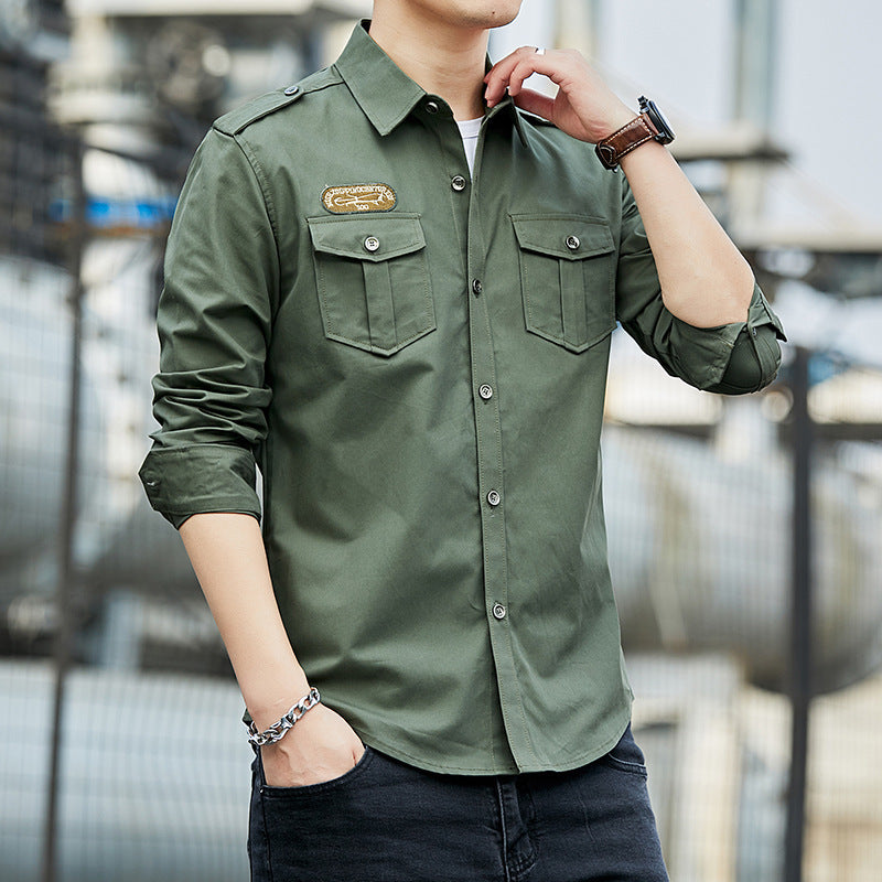 Herren Baumwoll-Fieldshirt im Military-Look mit Schulterepauletten und Brustpattentaschen Echoarchiv
