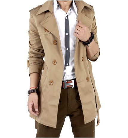Herren Trendiger Trenchcoat mit doppelter Knopfleiste und praktischen Taschen Echoarchiv