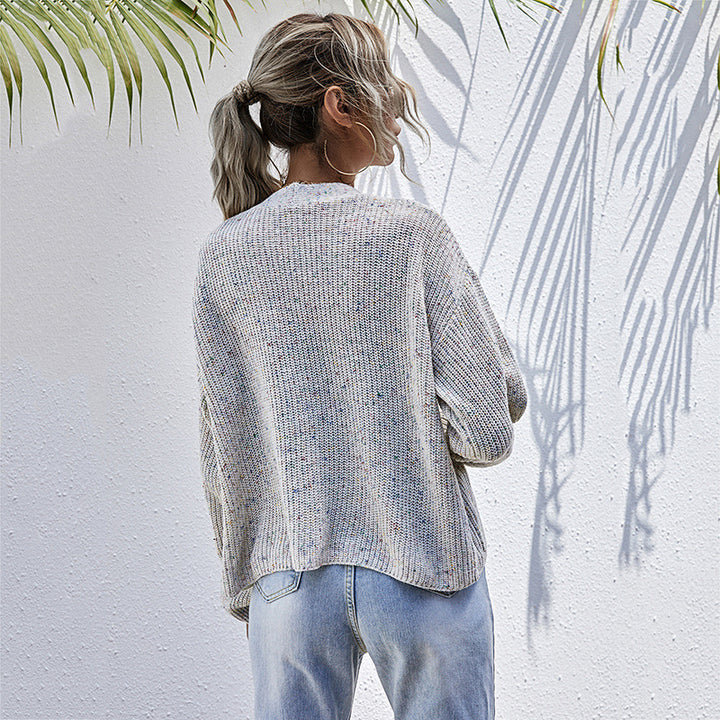 Damen Lässiger Strickcardigan mit V-Ausschnitt, Knopfleiste und Eingrifftaschen Echoarchiv