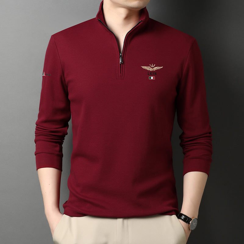 Herren eleganter Stehkragenpullover mit Reißverschluss Echoarchiv