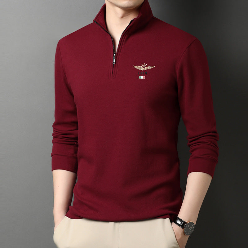 Herren eleganter Stehkragenpullover mit Reißverschluss Echoarchiv