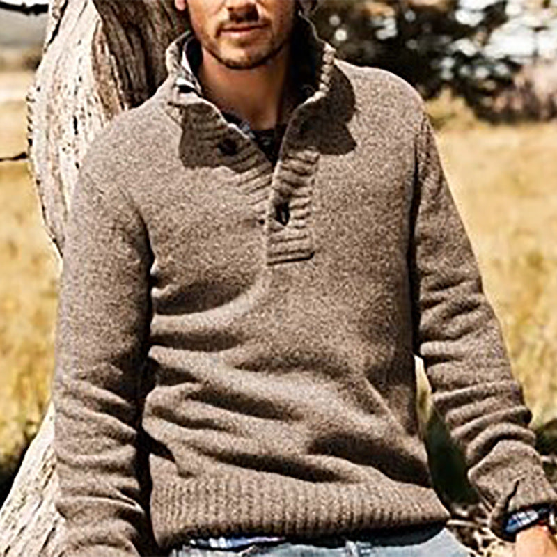 Herren Strickpullover mit Stehkragen und Knopfverschluss Echoarchiv