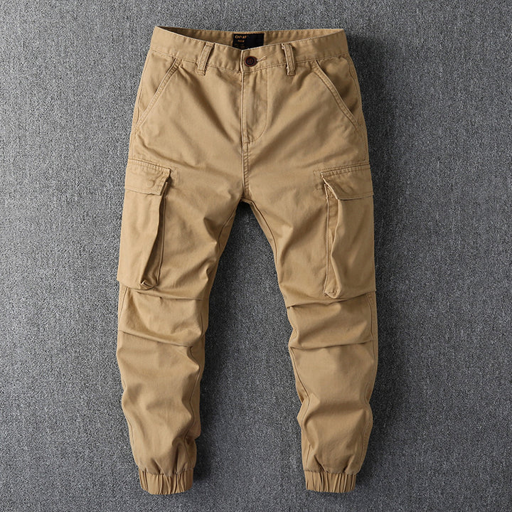 Herren Cargohose im Military-Stil mit elastischen Bündchen und Mehrfachtaschen Echoarchiv