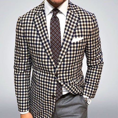Herren karierter Designer Blazer mit modernem Schnitt und edlen Details Echoarchiv