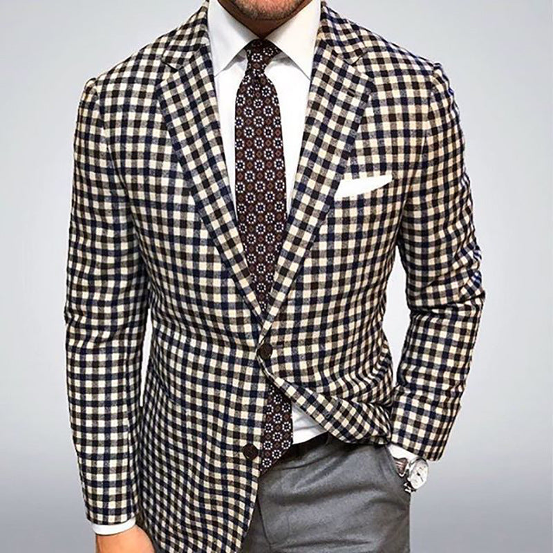 Herren karierter Designer Blazer mit modernem Schnitt und edlen Details Echoarchiv