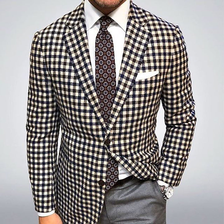 Herren karierter Designer Blazer mit modernem Schnitt und edlen Details Echoarchiv