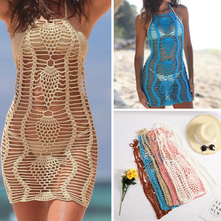 Damen Häkel-Strandtunika mit luftiger Struktur und verspielten Fransen Echo Archiv