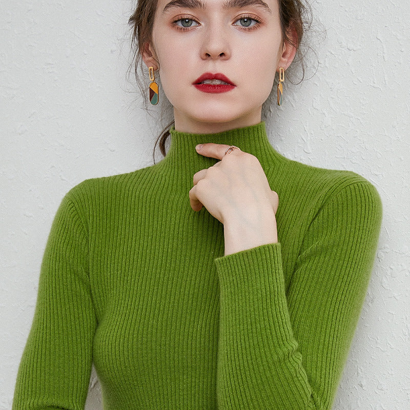 Damen Schmal geschnittener Feinstrickpullover mit kurzem Stehkragen aus Kaschmir-Blend Echoarchiv