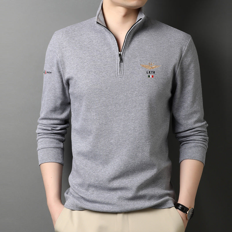 Herren eleganter Stehkragenpullover mit Reißverschluss Echoarchiv