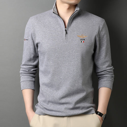 Herren eleganter Stehkragenpullover mit Reißverschluss Echoarchiv