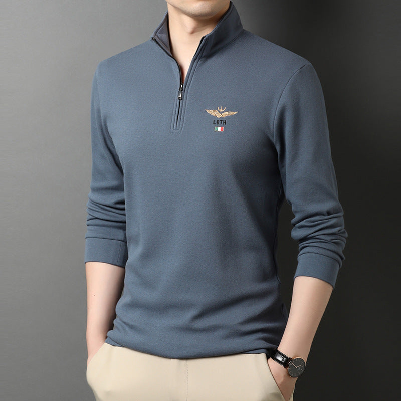 Herren eleganter Stehkragenpullover mit Reißverschluss Echoarchiv