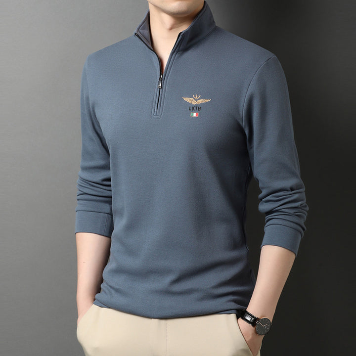 Herren eleganter Stehkragenpullover mit Reißverschluss Echoarchiv