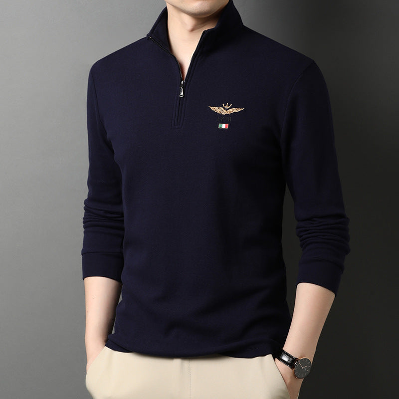Herren eleganter Stehkragenpullover mit Reißverschluss Echoarchiv