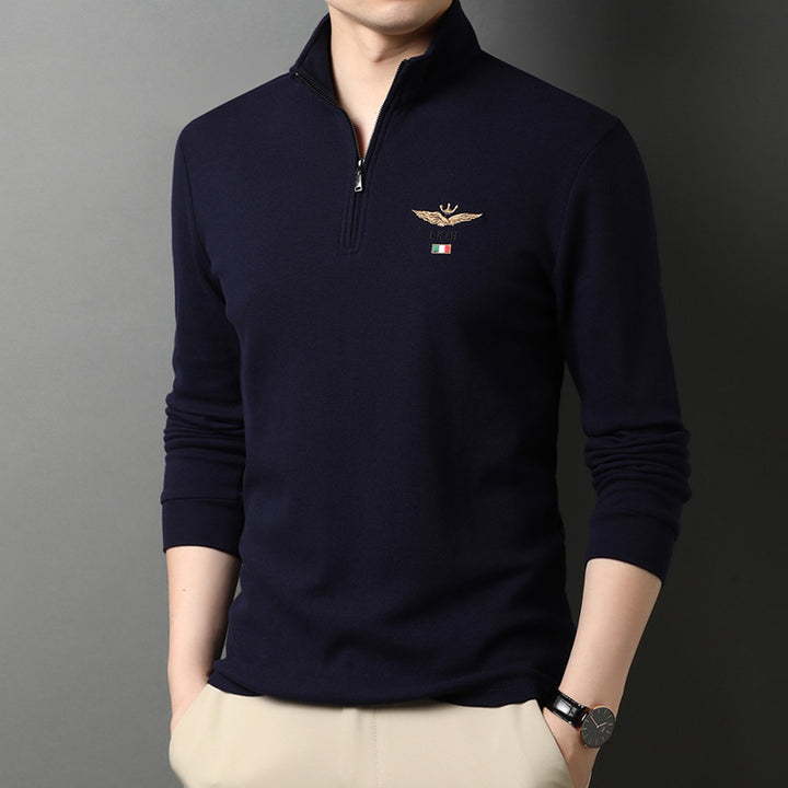 Herren eleganter Stehkragenpullover mit Reißverschluss Echoarchiv