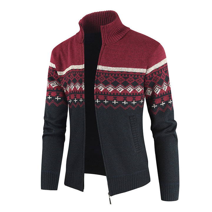 Herren modische Strickjacke mit hohem Kragen und grafischem Muster Echoarchiv