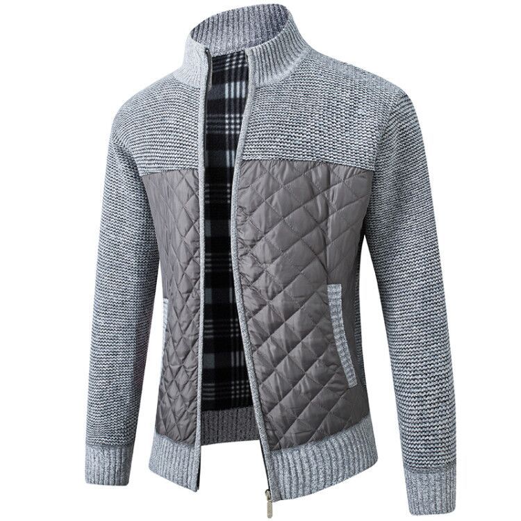 Herren nan gesteppter Strickcardigan mit Stehkragen, Thermofutter und Reißverschluss Echo Archiv