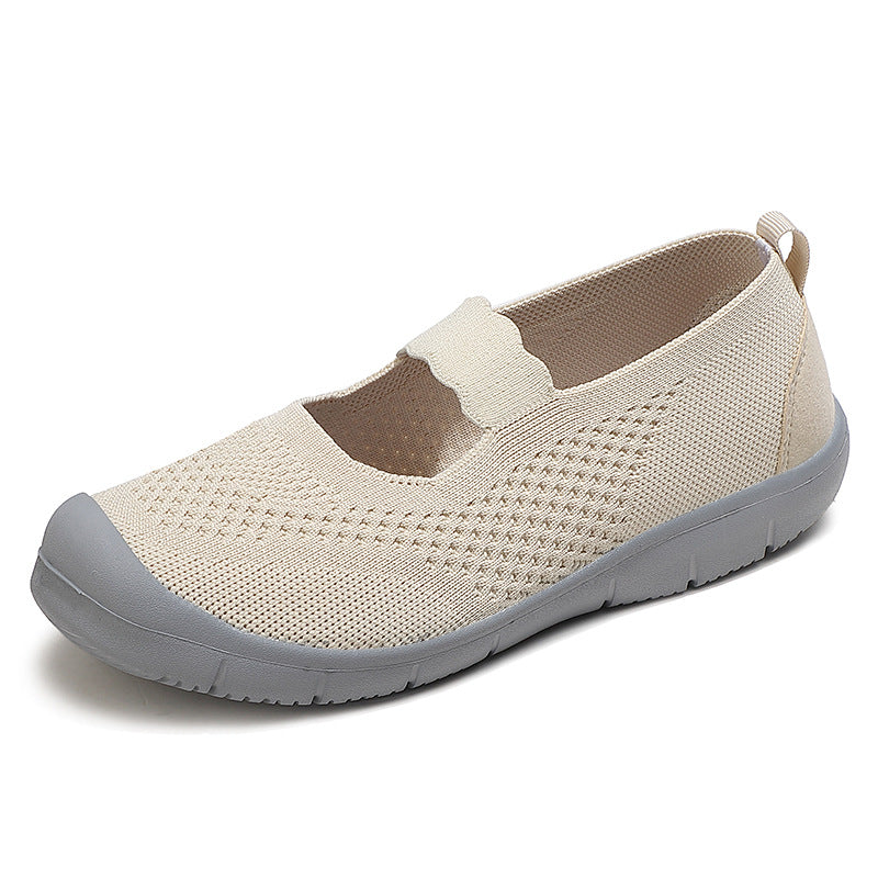 Damen nan elastischer Komfort-Ballerina mit welligem Riemen atmungsaktivem Strickoberteil und flexibler Profillaufsohle Echo Archiv