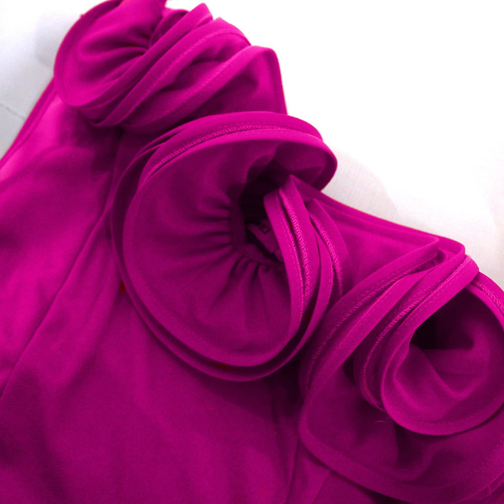 Damen einseitiger Jumpsuit mit eleganten Rüschen Echo Archiv