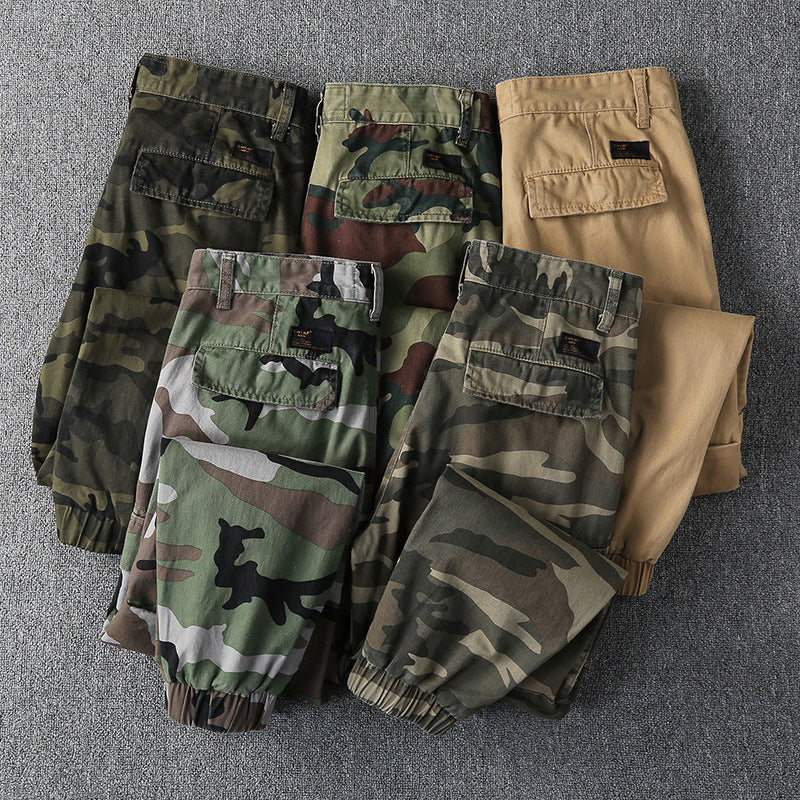 Herren Cargohose im Military-Stil mit elastischen Bündchen und Mehrfachtaschen Echoarchiv