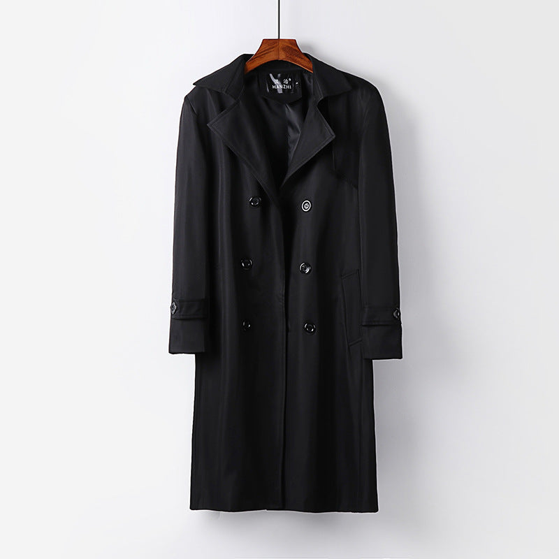 Herren Trenchcoat-Mantel mit doppelter Knopfleiste Taillengürtel und klassischem Revers Echoarchiv