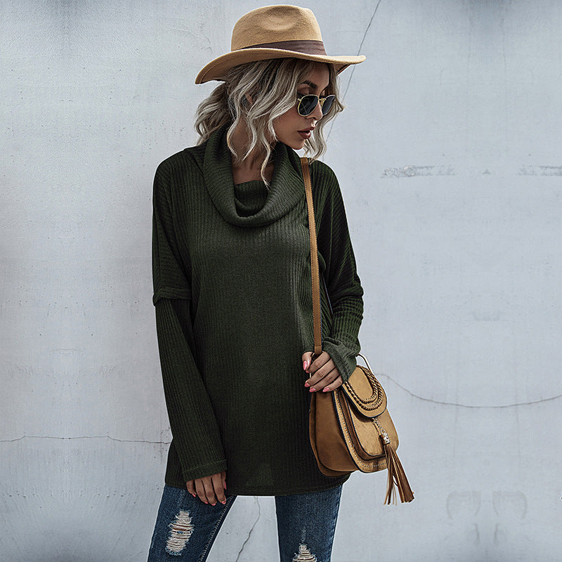 Damen Gerippter Feinstrick-Longsleeve mit Rollkragen, Seitenschlitzen und verlängertem Rückenteil – Mavelle