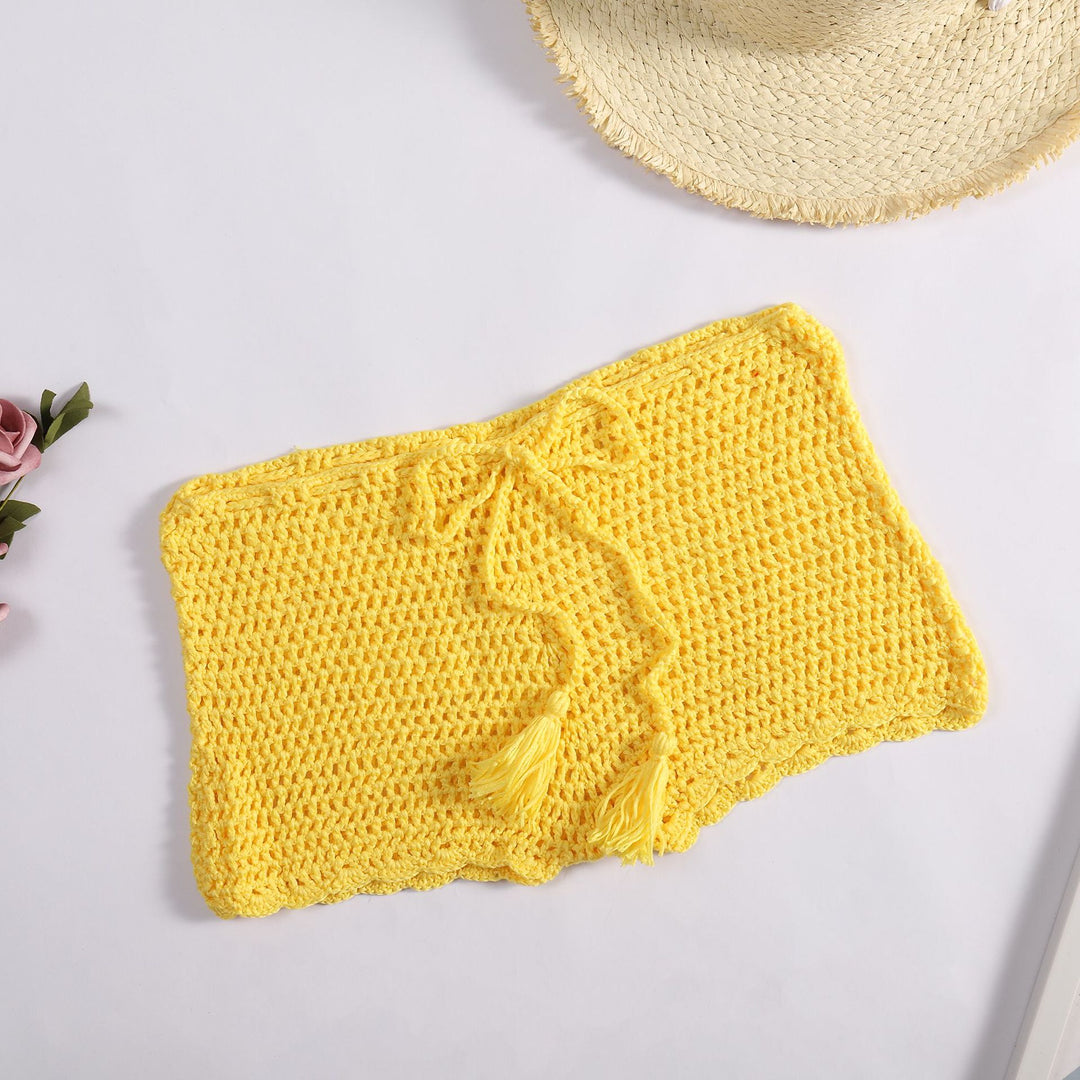 Damen Häkelshorts mit dekorativen Quasten und verstellbarem Bund Echo Archiv
