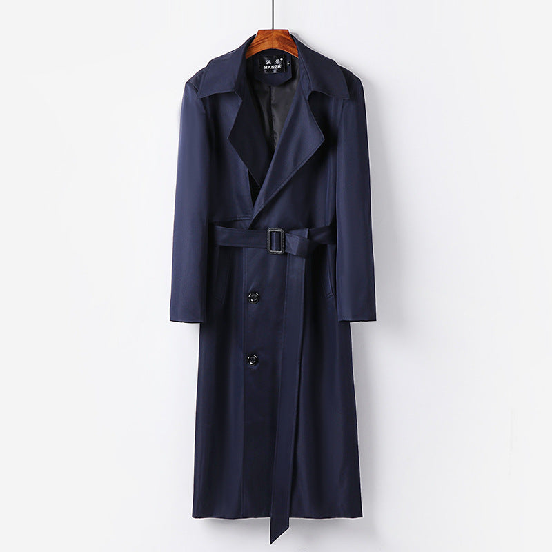 Herren Wasserabweisender Langtrenchcoat mit Taillengürtel und markantem Schalkragen Echoarchiv