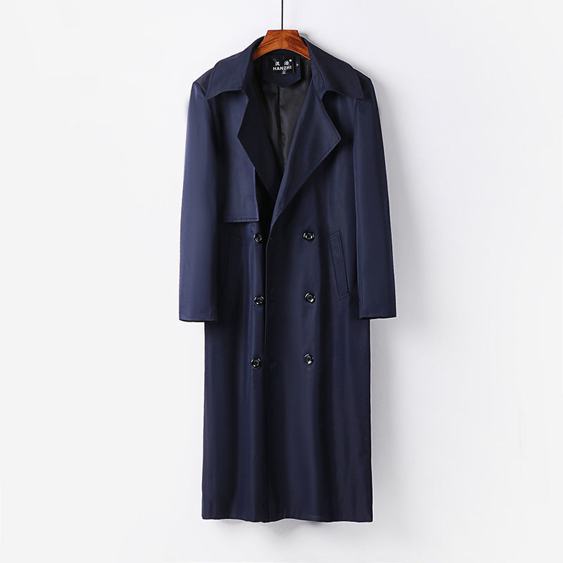 Herren Wasserabweisender Langtrenchcoat mit Taillengürtel und markantem Schalkragen Echoarchiv