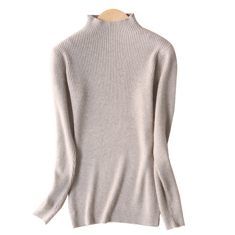 Damen Schmal geschnittener Feinstrickpullover mit kurzem Stehkragen aus Kaschmir-Blend Echoarchiv