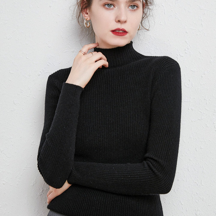 Damen Schmal geschnittener Feinstrickpullover mit kurzem Stehkragen aus Kaschmir-Blend Echoarchiv