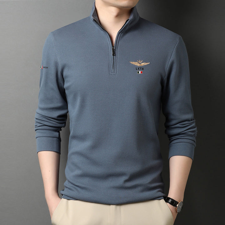 Herren eleganter Stehkragenpullover mit Reißverschluss Echoarchiv