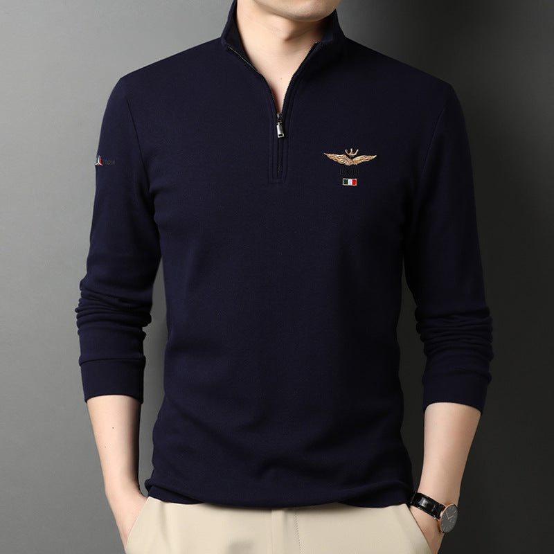 Herren eleganter Stehkragenpullover mit Reißverschluss Echoarchiv
