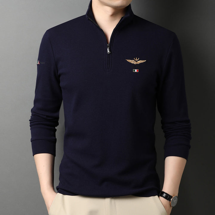 Herren eleganter Stehkragenpullover mit Reißverschluss Echoarchiv