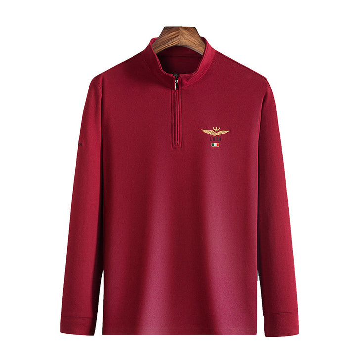 Herren eleganter Stehkragenpullover mit Reißverschluss Echoarchiv