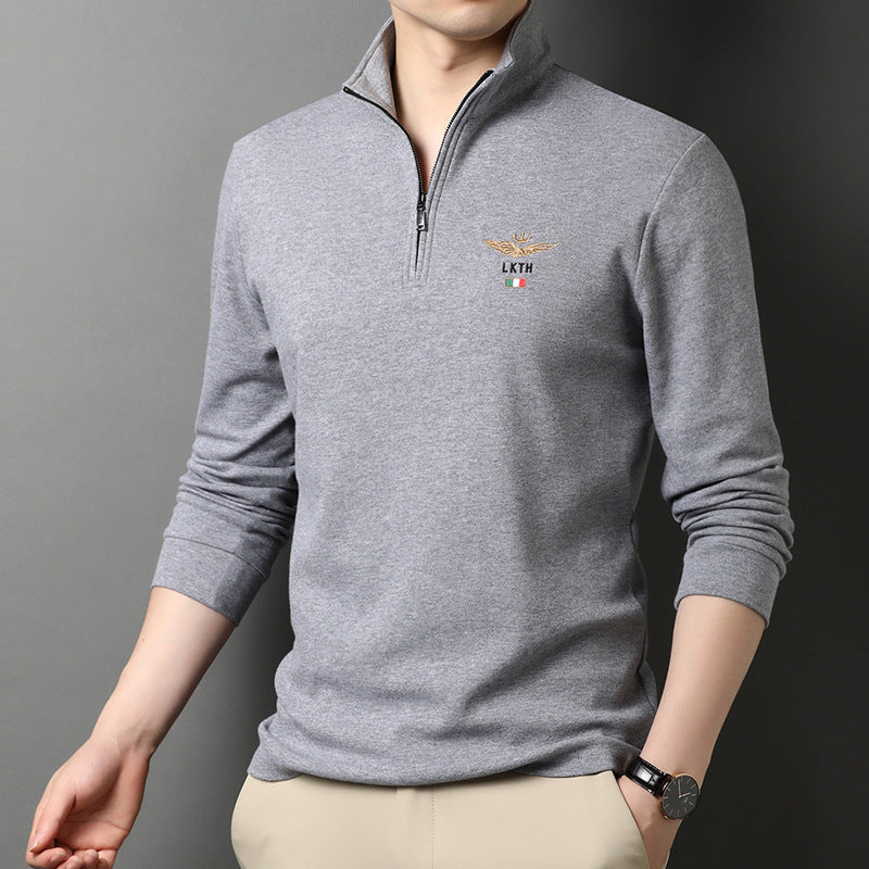 Herren eleganter Stehkragenpullover mit Reißverschluss Echoarchiv