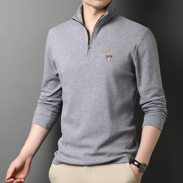 Herren eleganter Stehkragenpullover mit Reißverschluss Echoarchiv