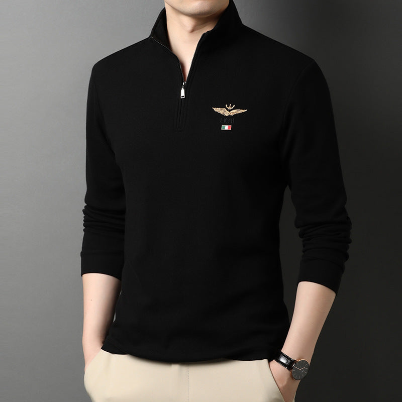 Herren eleganter Stehkragenpullover mit Reißverschluss Echoarchiv