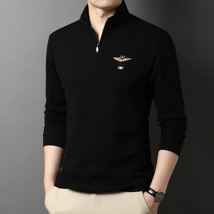 Herren eleganter Stehkragenpullover mit Reißverschluss Echoarchiv